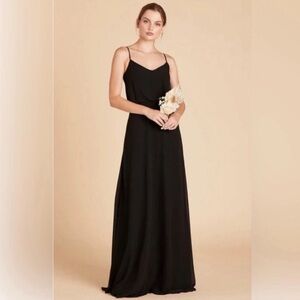 BIRDY GREY XS Wedding Gwennie Black Maxi Dress Spaghetti Straps V Neck POCKETS